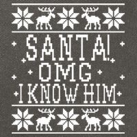Santa! OMG I Know Him - Elf Movie Quote - Ugly Christmas Sweater Design Cotton Canvas Backpack