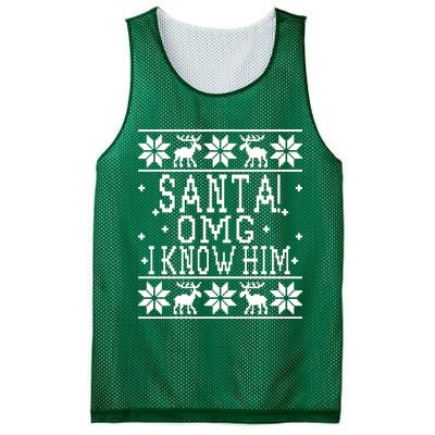 Santa! OMG I Know Him - Elf Movie Quote - Ugly Christmas Sweater Design Mesh Reversible Basketball Jersey Tank