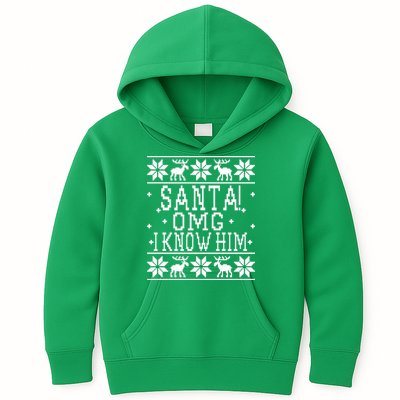 Santa! OMG I Know Him - Elf Movie Quote - Ugly Christmas Sweater Design Kids Hoodie