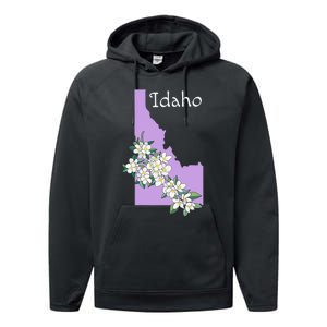 State Of Idaho Syringa Flower Performance Fleece Hoodie