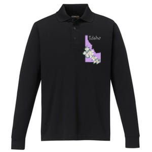 State Of Idaho Syringa Flower Performance Long Sleeve Polo