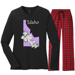 State Of Idaho Syringa Flower Women's Long Sleeve Flannel Pajama Set 