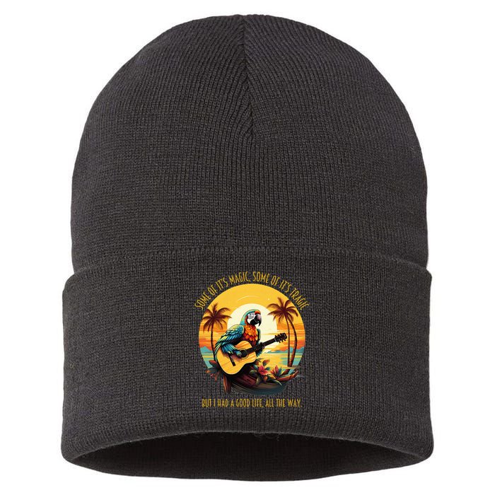 Some Of It's Magic Some Of It's Tragic Parrot Funny Sustainable Knit Beanie
