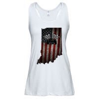 State Of Indiana Racecar Vintage Distressed Look Ladies Essential Flowy Tank