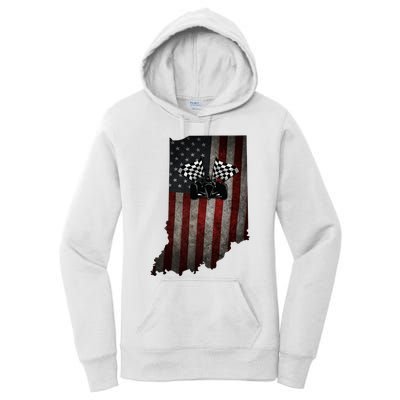 State Of Indiana Racecar Vintage Distressed Look Women's Pullover Hoodie