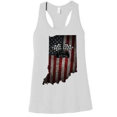 State Of Indiana Racecar Vintage Distressed Look Women's Racerback Tank