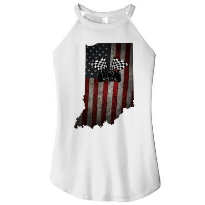 State Of Indiana Racecar Vintage Distressed Look Women's Perfect Tri Rocker Tank