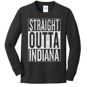 Straight Outta Indiana Great Travel Gift Idea Kids Long Sleeve Shirt