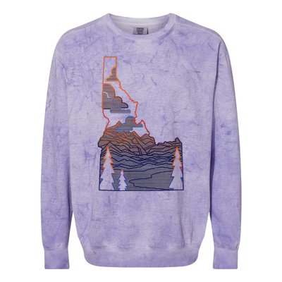 State Of Idaho Mountains Lakes And Trees Colorblast Crewneck Sweatshirt