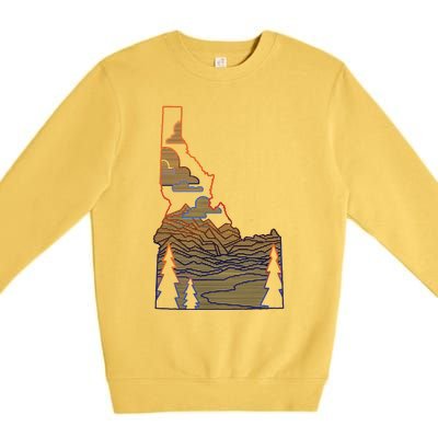 State Of Idaho Mountains Lakes And Trees Premium Crewneck Sweatshirt