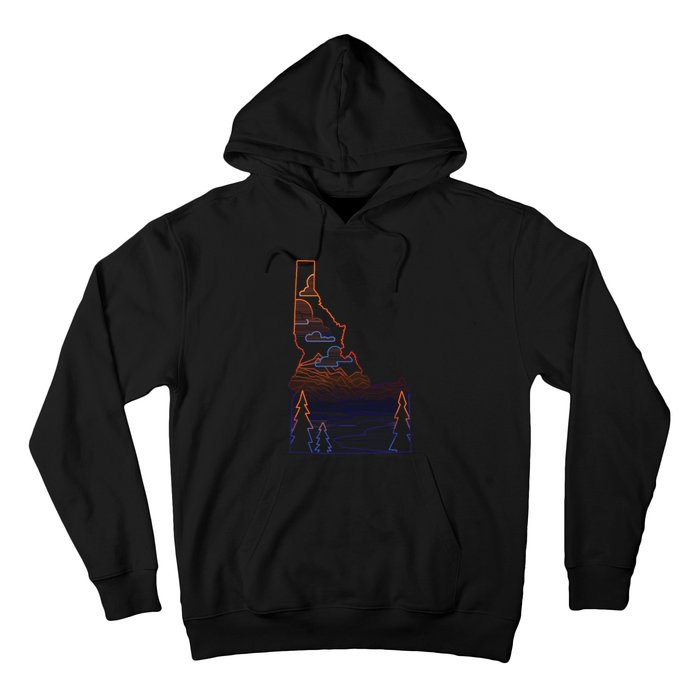 State Of Idaho Mountains Lakes And Trees Hoodie