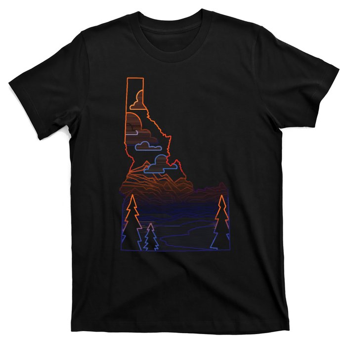 State Of Idaho Mountains Lakes And Trees T-Shirt