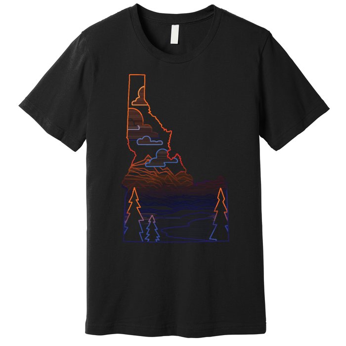 State Of Idaho Mountains Lakes And Trees Premium T-Shirt