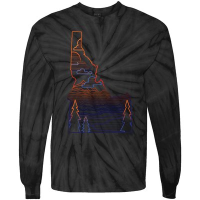 State Of Idaho Mountains Lakes And Trees Tie-Dye Long Sleeve Shirt