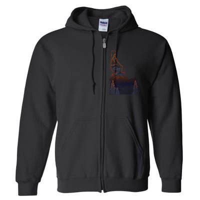 State Of Idaho Mountains Lakes And Trees Full Zip Hoodie