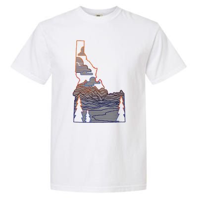 State Of Idaho Mountains Lakes And Trees Garment-Dyed Heavyweight T-Shirt