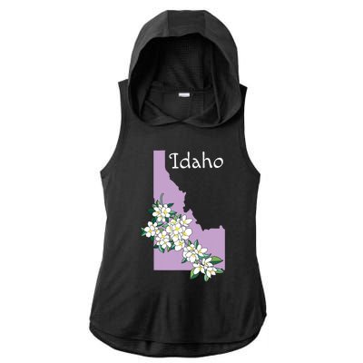 State Of Idaho Syringa Flower Ladies PosiCharge Tri-Blend Wicking Draft Hoodie Tank