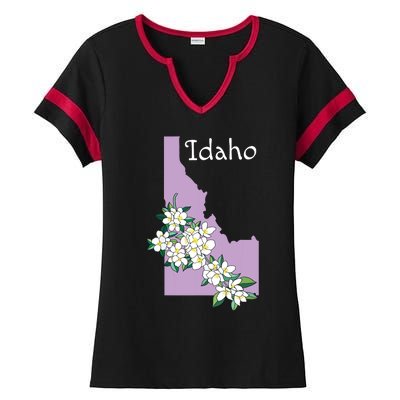 State Of Idaho Syringa Flower Ladies Halftime Notch Neck Tee