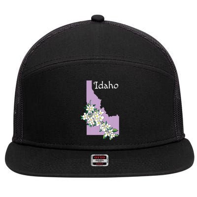 State Of Idaho Syringa Flower 7 Panel Mesh Trucker Snapback Hat