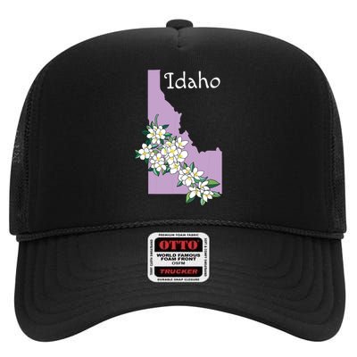 State Of Idaho Syringa Flower High Crown Mesh Back Trucker Hat