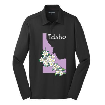 State Of Idaho Syringa Flower Silk Touch Performance Long Sleeve Polo