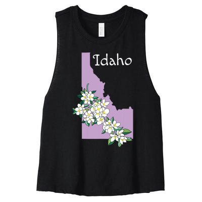 State Of Idaho Syringa Flower Women's Racerback Cropped Tank