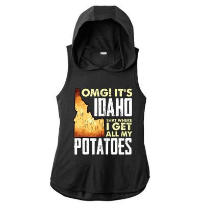 State Of Idaho Thats Where I Get All My Potatoes Ladies PosiCharge Tri-Blend Wicking Draft Hoodie Tank