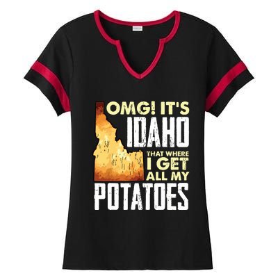 State Of Idaho Thats Where I Get All My Potatoes Ladies Halftime Notch Neck Tee