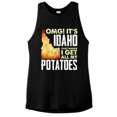 State Of Idaho Thats Where I Get All My Potatoes Ladies PosiCharge Tri-Blend Wicking Tank