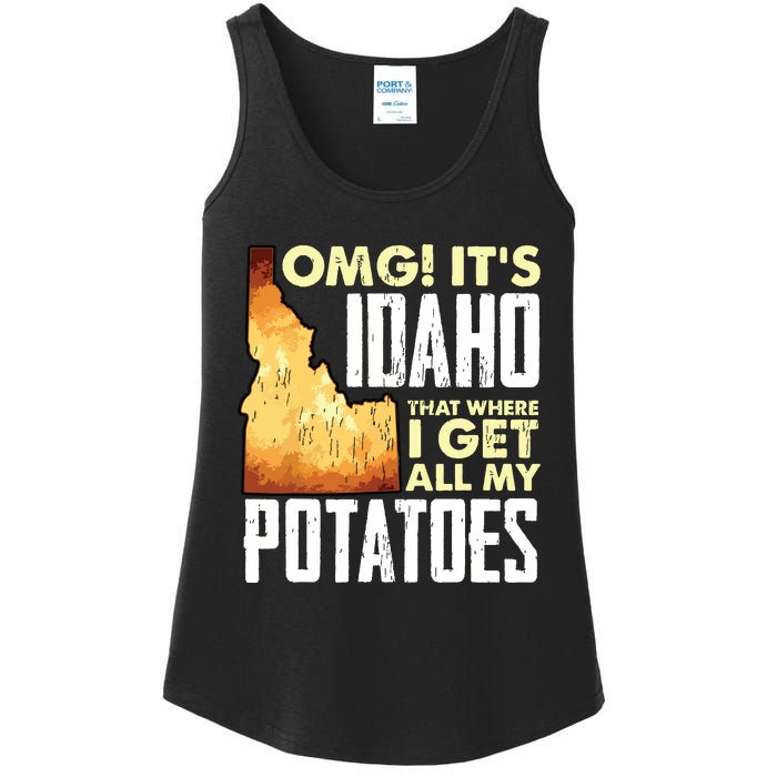 State Of Idaho Thats Where I Get All My Potatoes Ladies Essential Tank