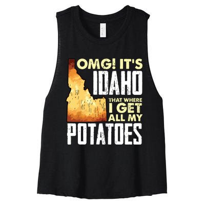 State Of Idaho Thats Where I Get All My Potatoes Women's Racerback Cropped Tank