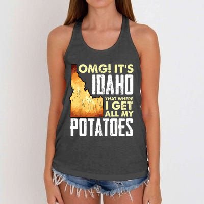 State Of Idaho Thats Where I Get All My Potatoes Women's Knotted Racerback Tank