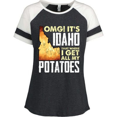 State Of Idaho Thats Where I Get All My Potatoes Enza Ladies Jersey Colorblock Tee