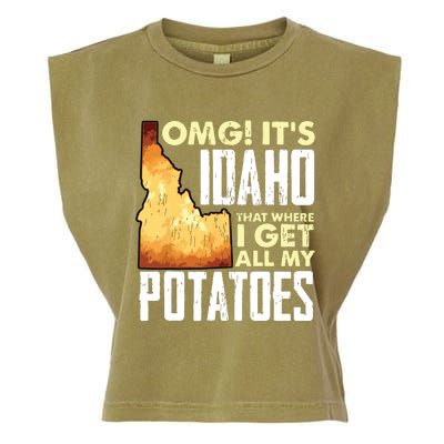 State Of Idaho Thats Where I Get All My Potatoes Garment-Dyed Women's Muscle Tee