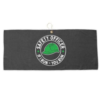 Safety Officer If I Run You Run Gift Health And Safety Engineer Gift Large Microfiber Waffle Golf Towel