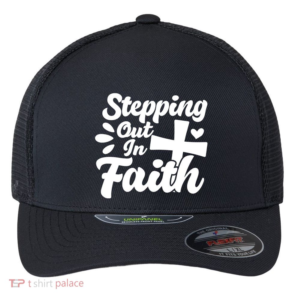 Strpping Out In Faith Flexfit Unipanel Trucker Cap