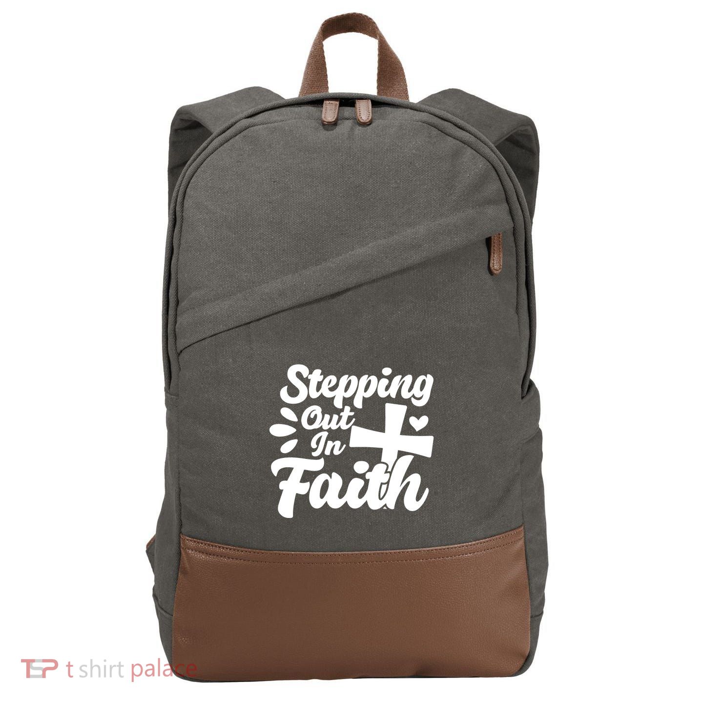 Strpping Out In Faith Cotton Canvas Backpack