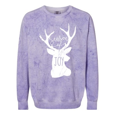 Season Of Joy Reindeer Xmas Pajama Vintage Christmas Gift Colorblast Crewneck Sweatshirt