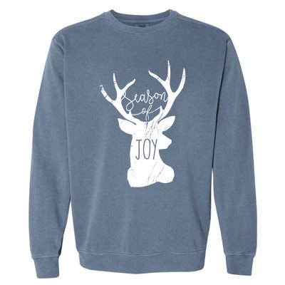 Season Of Joy Reindeer Xmas Pajama Vintage Christmas Gift Garment-Dyed Sweatshirt