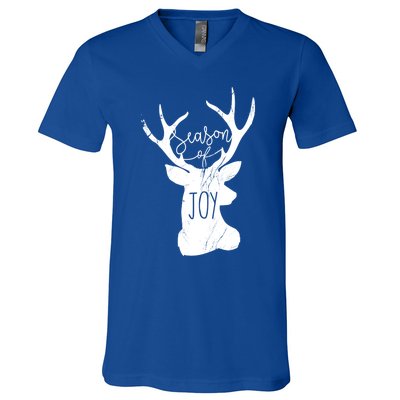 Season Of Joy Reindeer Xmas Pajama Vintage Christmas Gift V-Neck T-Shirt