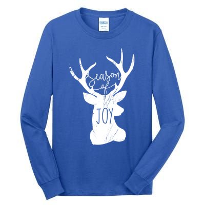 Season Of Joy Reindeer Xmas Pajama Vintage Christmas Gift Tall Long Sleeve T-Shirt