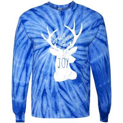 Season Of Joy Reindeer Xmas Pajama Vintage Christmas Gift Tie-Dye Long Sleeve Shirt