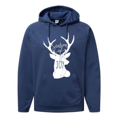 Season Of Joy Reindeer Xmas Pajama Vintage Christmas Gift Performance Fleece Hoodie