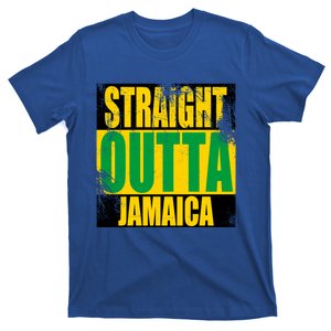 Straight Outta Jamaica Jamaican Flag Colors Distressed Style Gift T-Shirt