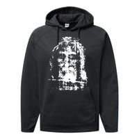 Sketch Of Jesus Face Portrait Performance Fleece Hoodie