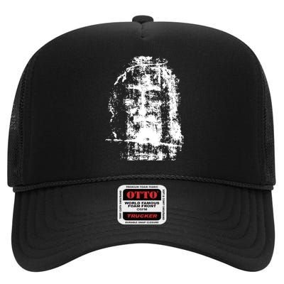 Sketch Of Jesus Face Portrait High Crown Mesh Back Trucker Hat