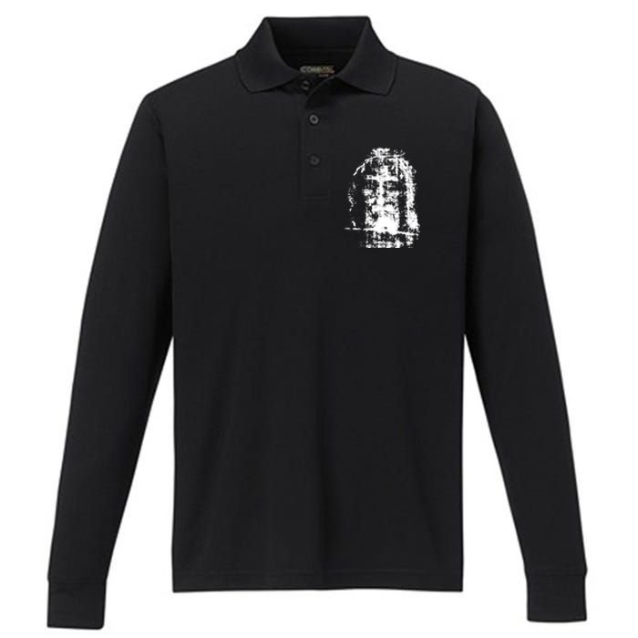 Sketch Of Jesus Face Portrait Performance Long Sleeve Polo