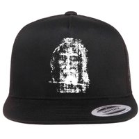 Sketch Of Jesus Face Portrait Flat Bill Trucker Hat