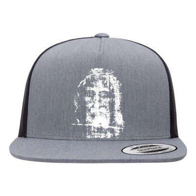 Sketch Of Jesus Face Portrait Flat Bill Trucker Hat