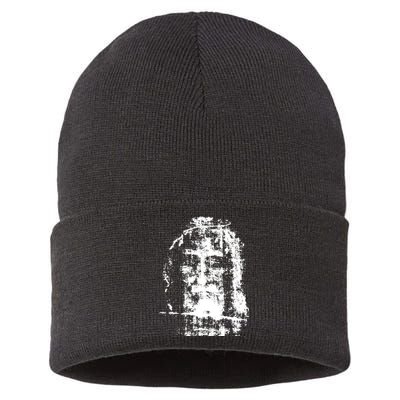 Sketch Of Jesus Face Portrait Sustainable Knit Beanie